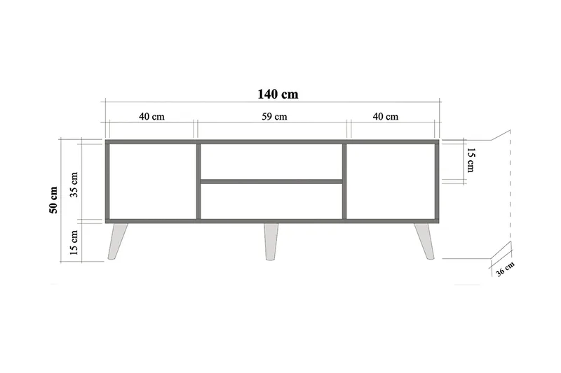 Vellavie Tv-bänk 140 cm Körsbärsblom - Brun/Grön - Möbler - TV- & Mediamöbler - TV bänk & mediabänk