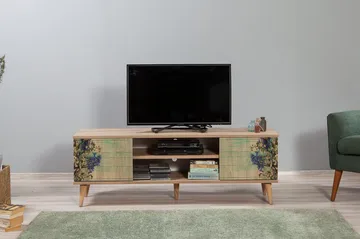 Vellavie Tv-bänk 140 cm Körsbärsblom - Brun/Grön - Möbler - TV- & Mediamöbler - TV bänk & mediabänk