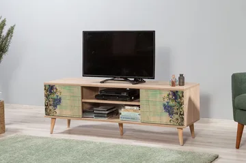 Vellavie Tv-bänk 140 cm Körsbärsblom - Brun/Grön - Möbler - TV- & Mediamöbler - TV bänk & mediabänk
