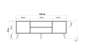Vellavie Tv-bänk 140 cm Regnbågspanel - Brun/Röd/Grön - Möbler - TV- & Mediamöbler - TV bänk & mediabänk
