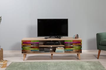 Vellavie Tv-bänk 140 cm Regnbågspanel - Brun/Röd/Grön - Möbler - TV- & Mediamöbler - TV bänk & mediabänk