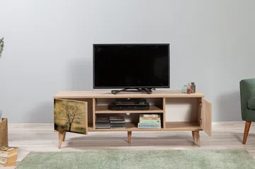 Vellavie Tv-bänk 140 cm Trädsilhuett - Grön/Brun - Möbler - TV- & Mediamöbler - TV bänk & mediabänk
