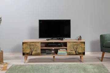 Vellavie Tv-bänk 140 cm Trädsilhuett - Grön/Brun - Möbler - TV- & Mediamöbler - TV bänk & mediabänk