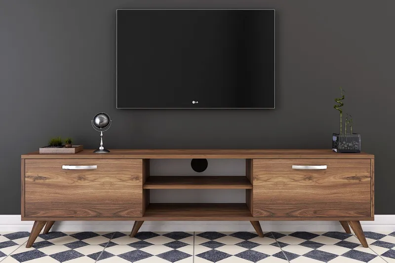 Virkesbo Tv bänk med Förvaring 180 cm - Valnöt / Brun / Rustik - Möbler - TV- & Mediamöbler - TV bänk & mediabänk