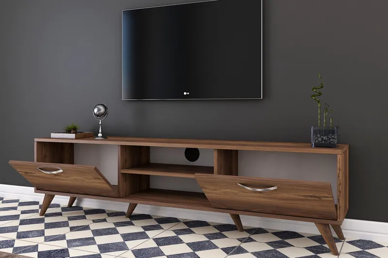 Virkesbo Tv bänk med Förvaring 180 cm - Valnöt / Brun / Rustik - Möbler - TV- & Mediamöbler - TV bänk & mediabänk