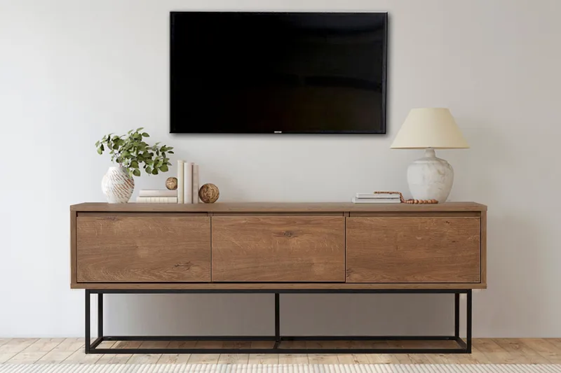 Zefiria Tv-bänk 140 cm - Mörkbrun/Svart - Möbler - TV- & Mediamöbler - TV bänk & mediabänk