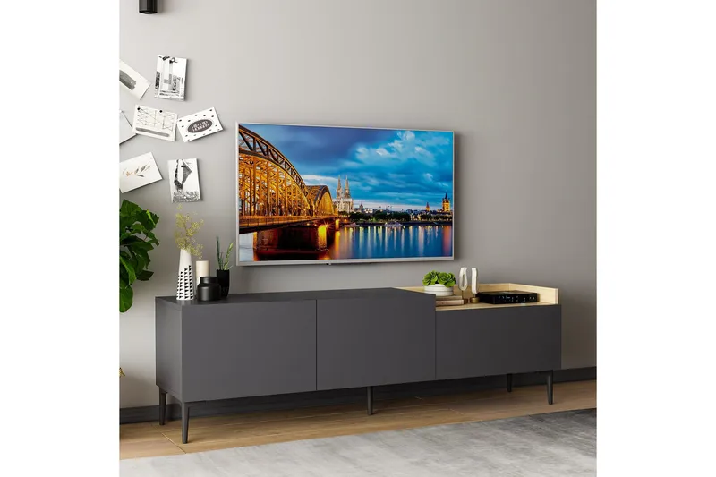 Mijara Tv-bänk 160x37 cm Svart - Hanah Home - Möbler - TV- & Mediamöbler - TV bänk & mediabänk