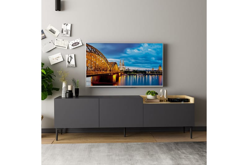 Tv-bänk Mijara 160x37 cm Svart - Hanah Home - Möbler - TV- & Mediamöbler - TV bänk & mediabänk