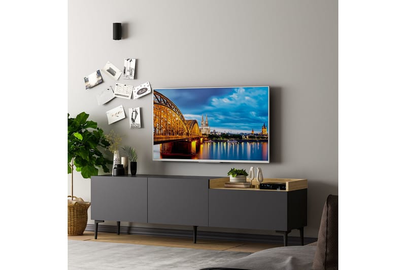 Tv-bänk Mijara 160x37 cm Svart - Hanah Home - Möbler - TV- & Mediamöbler - TV bänk & mediabänk