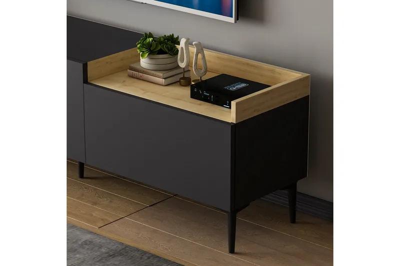 Mijara Tv-bänk 160x37 cm Svart - Hanah Home - Möbler - TV- & Mediamöbler - TV bänk & mediabänk