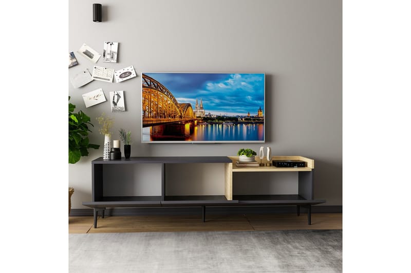 Mijara Tv-bänk 160x37 cm Svart - Hanah Home - Möbler - TV- & Mediamöbler - TV bänk & mediabänk