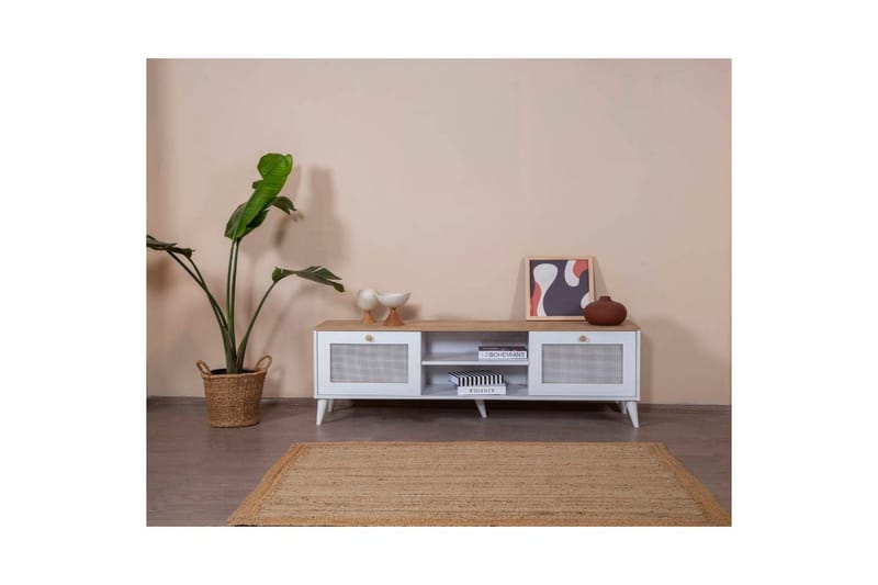 TV-bänk Mjudi Uvra Vit / Ek - Vit / Ek - Möbler - TV- & Mediam öbler - TV bänk & mediabänk