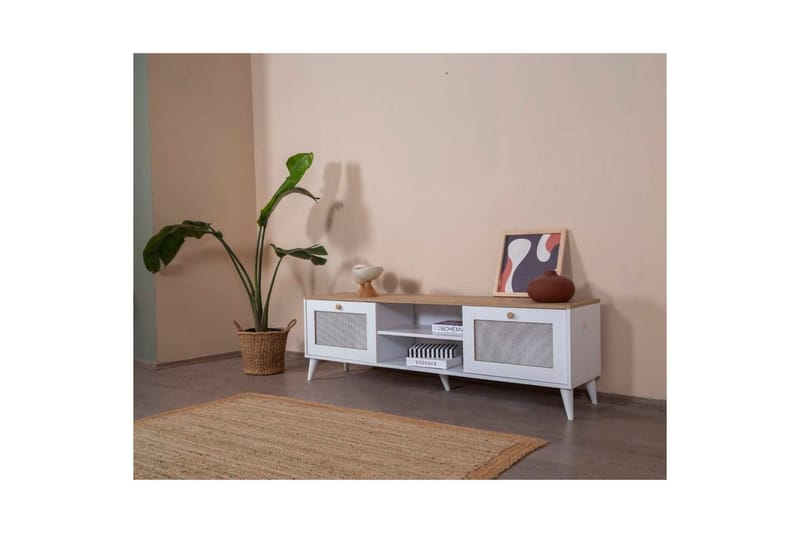 TV-bänk Mjudi Uvra Vit / Ek - Vit / Ek - Möbler - TV- & Mediamöbler - TV bänk & mediabänk