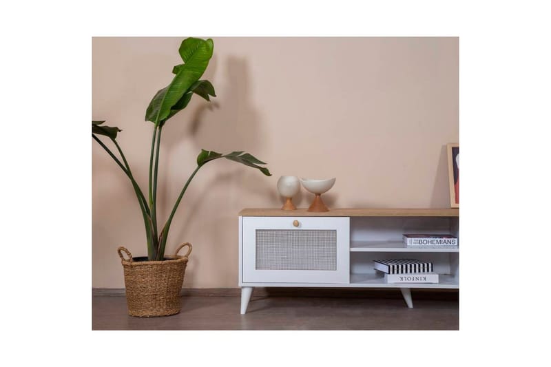 TV-bänk Mjudi Uvra Vit / Ek - Vit / Ek - Möbler - TV- & Mediamöbler - TV bänk & mediabänk