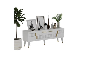 Tv-bänk Moda 150x35 cm Vit/Guld - Hanah Home - Möbler - TV- & Mediamöbler - TV bänk & mediabänk
