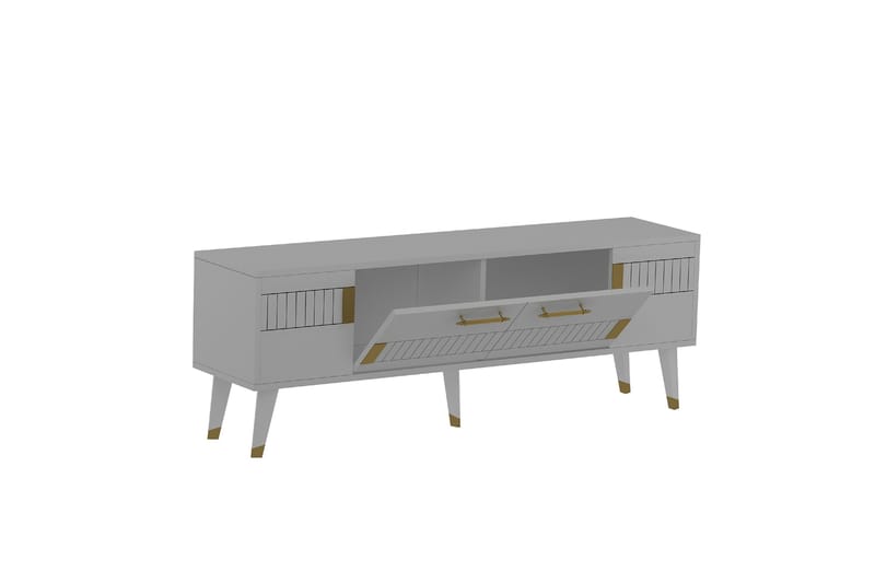 Tv-bänk Moda 150x35 cm Vit/Guld - Hanah Home - Möbler - TV- & Mediamöbler - TV bänk & mediabänk