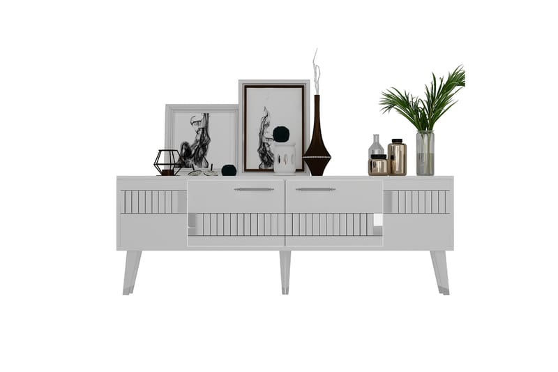 Tv-bänk Moda 150x35 cm Vit/Silver - Hanah Home - Möbler - TV- & Mediamöbler - TV bänk & mediabänk