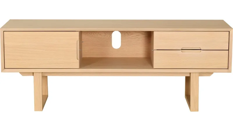 TV-bänk Norvik, Vitpigmenterad lackad ekfaner