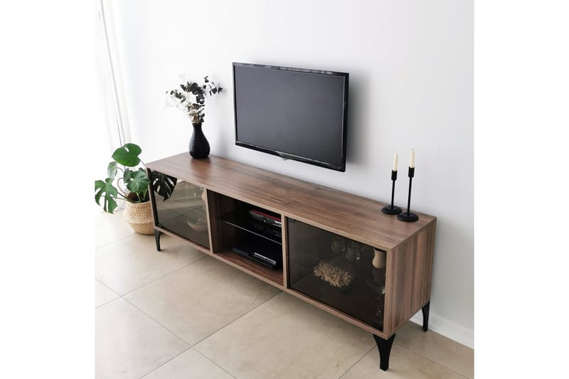 Tv-bänk Olympos 160x35 cm Brun - Hanah Home - TV bänk & mediabänk