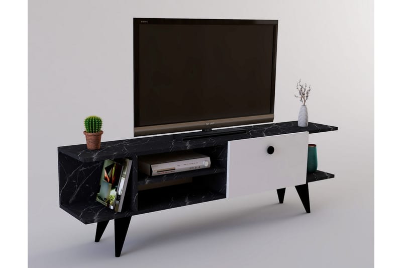 Tv-bänk Rechar 120 cm - Svart/Vit - TV bänk & mediabänk