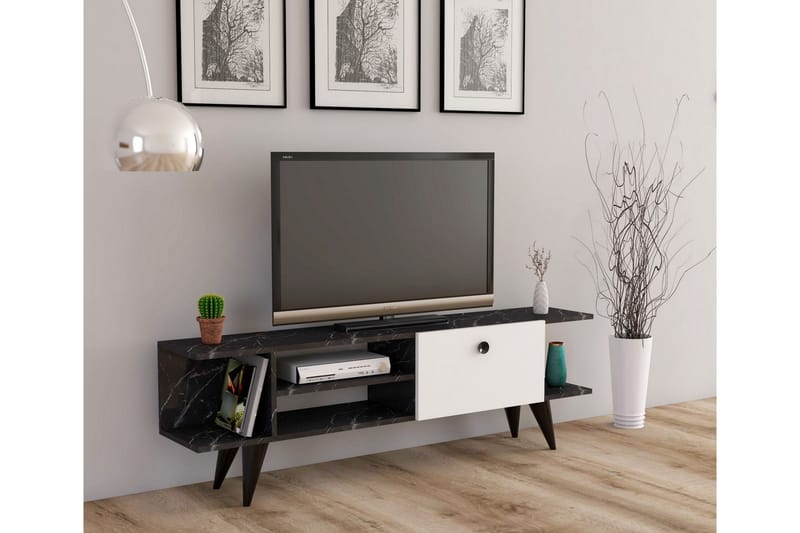 Tv-bänk Rechar 120 cm - Svart/Vit - TV bänk & mediabänk