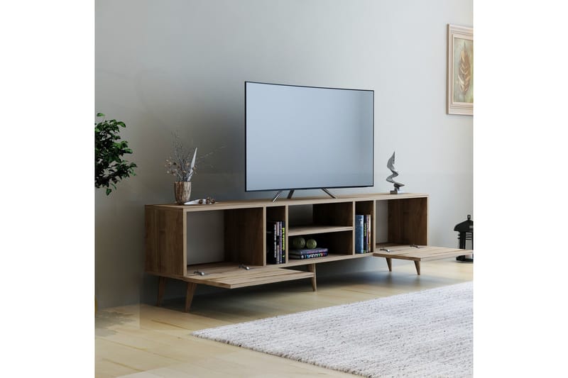 Tv-bänk Rudy 180x29,6 cm Brun - Hanah Home - TV bänk & mediabänk