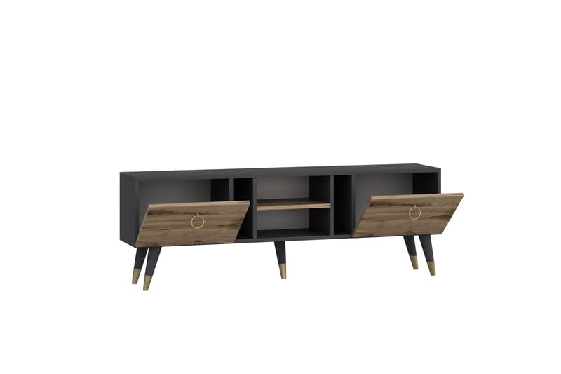 Tv-bänk Rudy 180x29,6 cm Brun/Svart - Hanah Home - Möbler - TV- & Mediamöbler - TV bänk & mediabänk