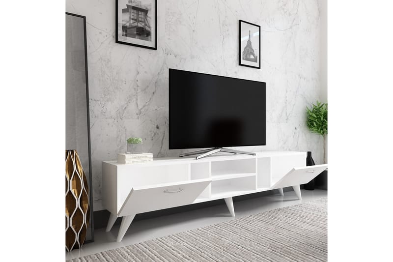 Tv-bänk Rudy 180x29,6 cm Vit - Hanah Home - Möbler - TV- & Mediamöbler - TV bänk & mediabänk
