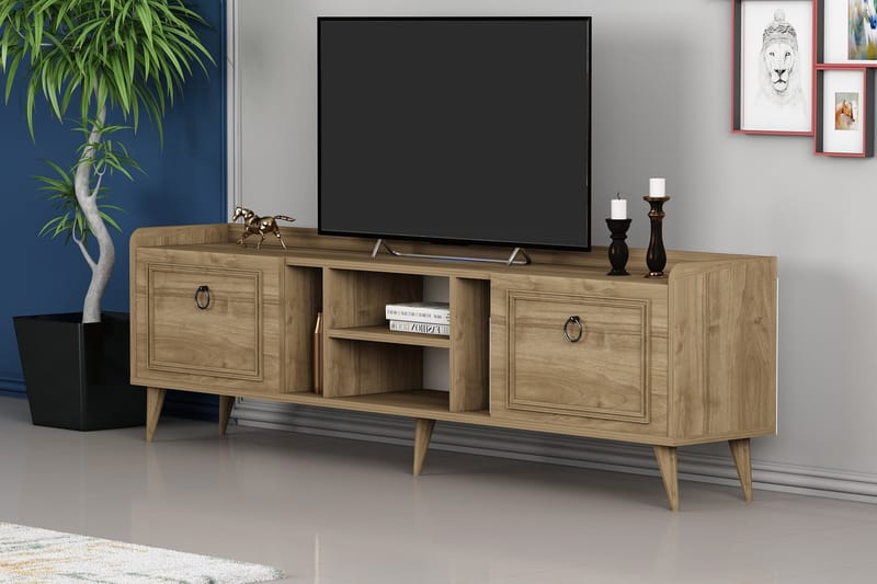 Tv-bänk Rudy 180x35 cm Brun - Hanah Home - TV bänk & mediabänk