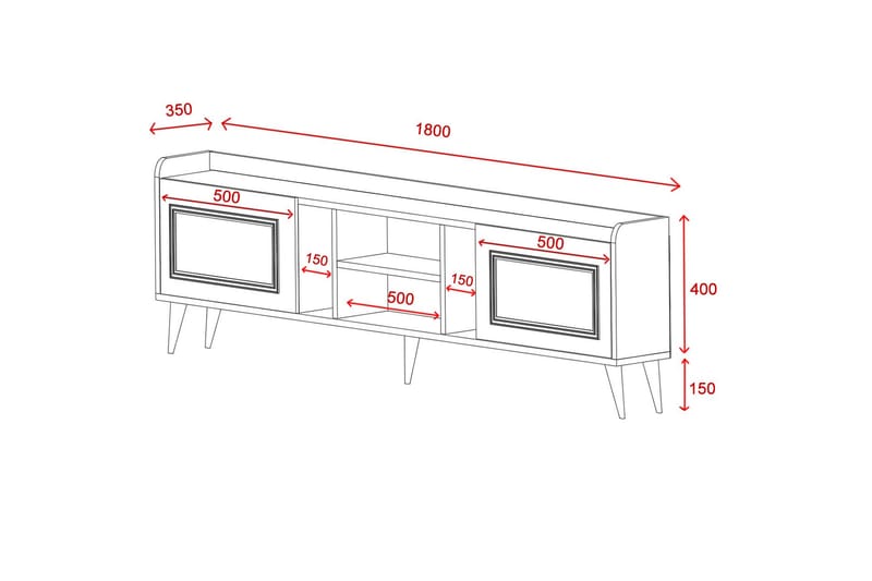 Tv-bänk Rudy 180x35 cm Brun - Hanah Home - TV bänk & mediabänk