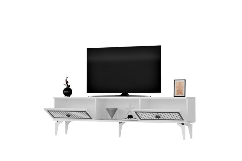 TV-bänk Sivaji Vit / Argentu - Vit / Argentu - Möbler - TV- & Mediamöbler - TV bänk & mediabänk
