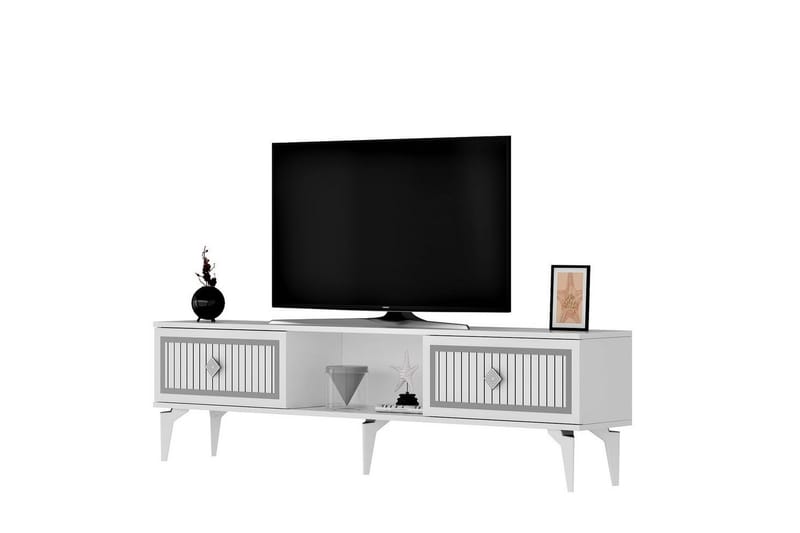 TV-bänk Sivaji Vit / Argentu - Vit / Argentu - Möbler - TV- & Mediamöbler - TV bänk & mediabänk