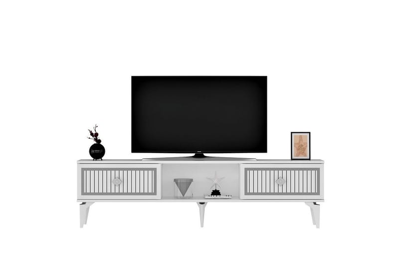 TV-bänk Sivaji Vit / Argentu - Vit / Argentu - Möbler - TV- & Mediamöbler - TV bänk & mediabänk