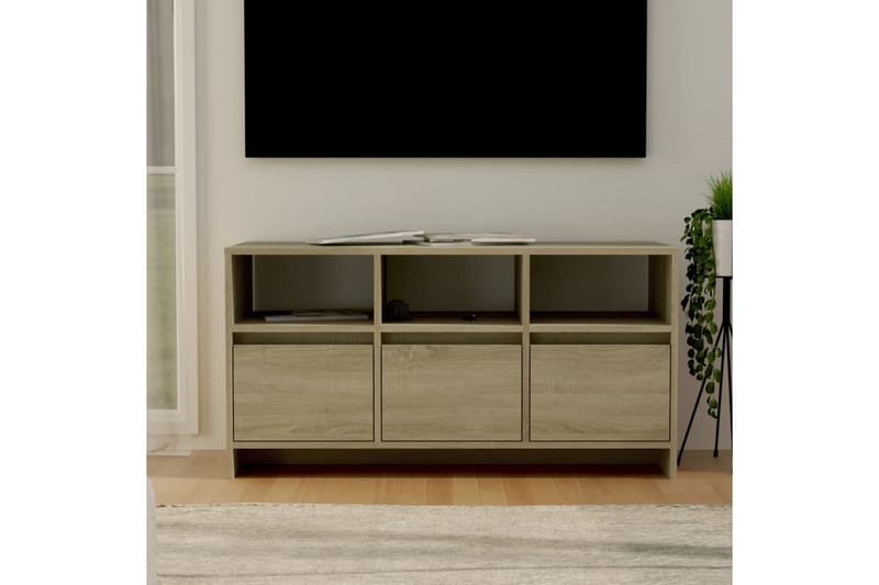 TV-bänk sonoma-ek 102x37,5x52,5 cm spånskiva - Beige - TV bänk & mediabänk