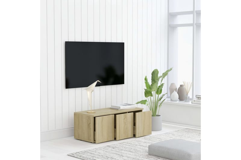 TV-bänk sonoma-ek 80x34x30 cm spånskiva - Brun - TV bänk & mediabänk