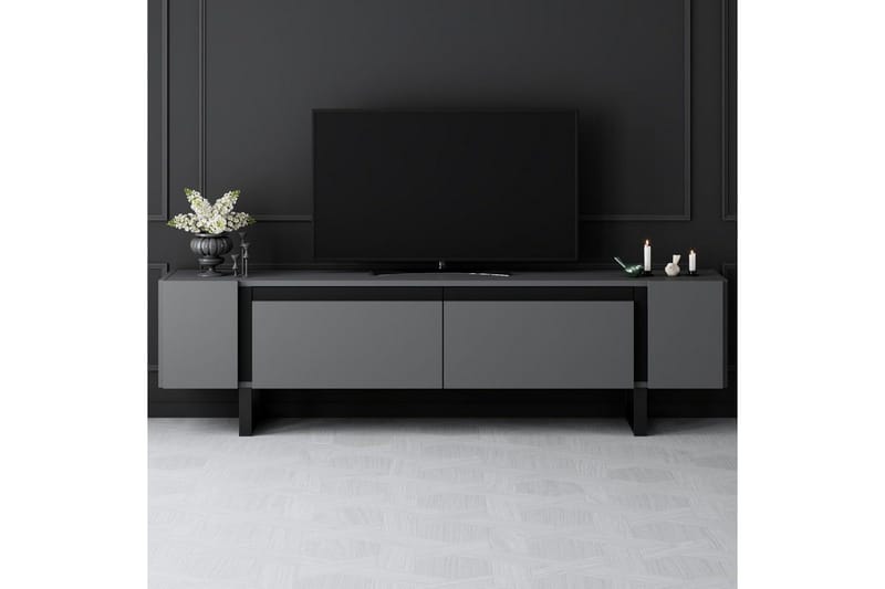 TV-bänk Sozi Antracit / Svart - Antracit / Svart - Möbler - TV- & Mediamöbler - TV bänk & mediabänk