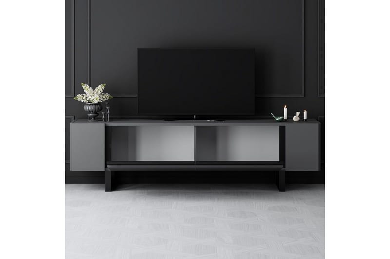 TV-bänk Sozi Antracit / Svart - Antracit / Svart - Möbler - TV- & Mediamöbler - TV bänk & mediabänk