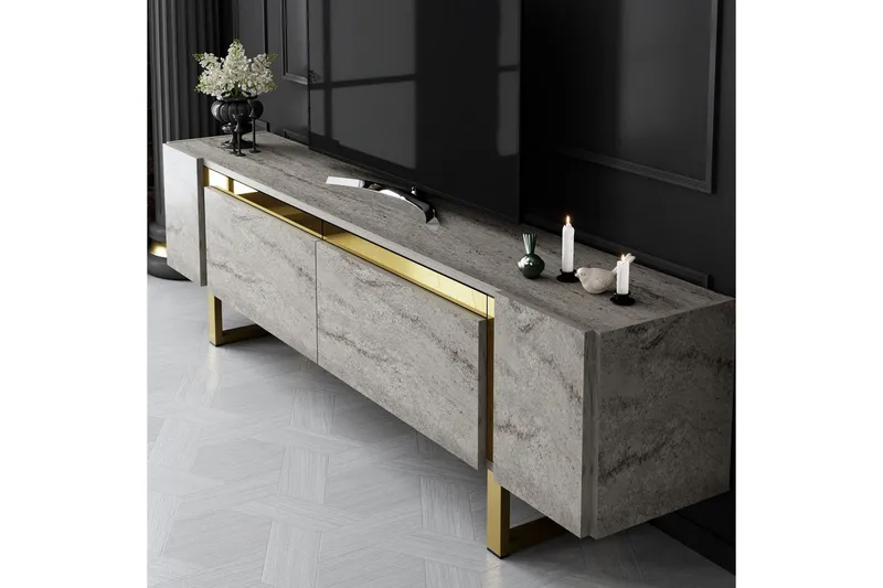 TV-bänk Sozi Travertin / Rany - Travertin / Rany - Möbler - TV- & Mediamöbler - TV bänk & mediabänk