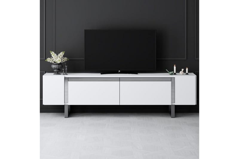 TV-bänk Sozi Vit / Argentu - Vit / Argentu - Möbler - TV- & Mediamöbler - TV bänk & mediabänk