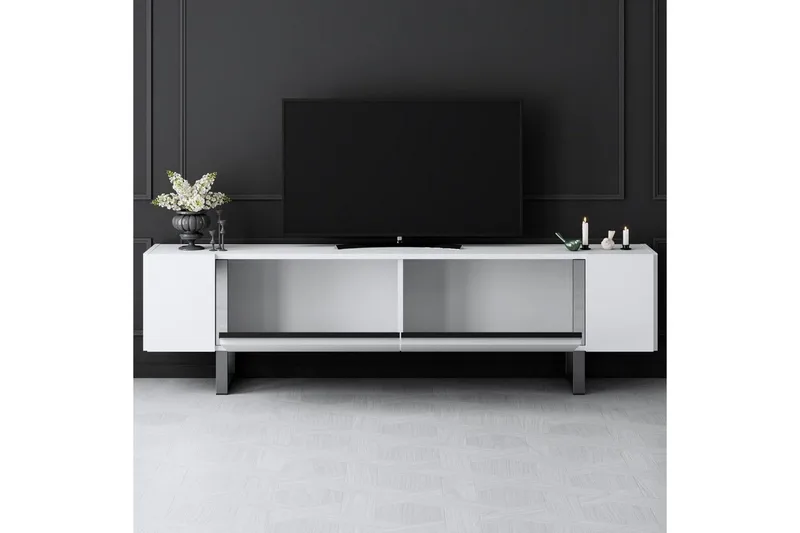 TV-bänk Sozi Vit / Argentu - Vit / Argentu - Möbler - TV- & Mediamöbler - TV bänk & mediabänk