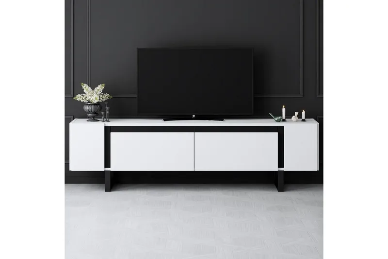 TV-bänk Sozi Vit / Svart - Vit / Svart - Möbler - TV- & Mediamöbler - TV bänk & mediabänk