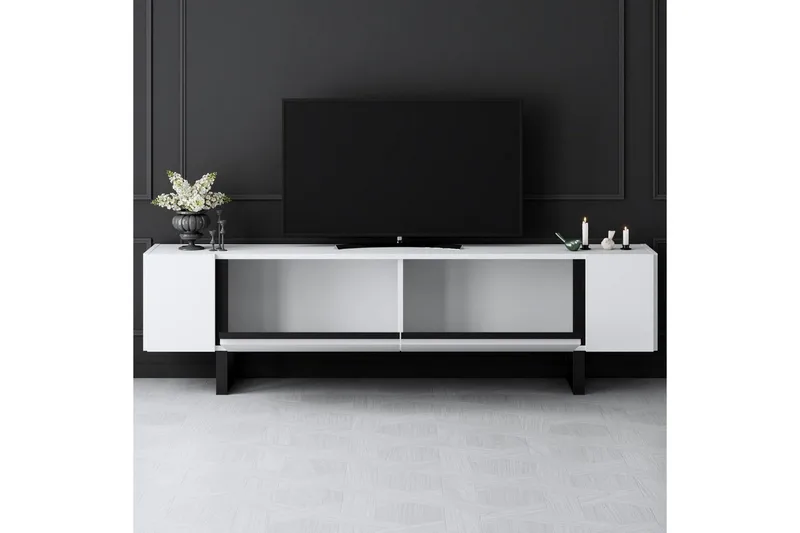 TV-bänk Sozi Vit / Svart - Vit / Svart - Möbler - TV- & Mediamöbler - TV bänk & mediabänk
