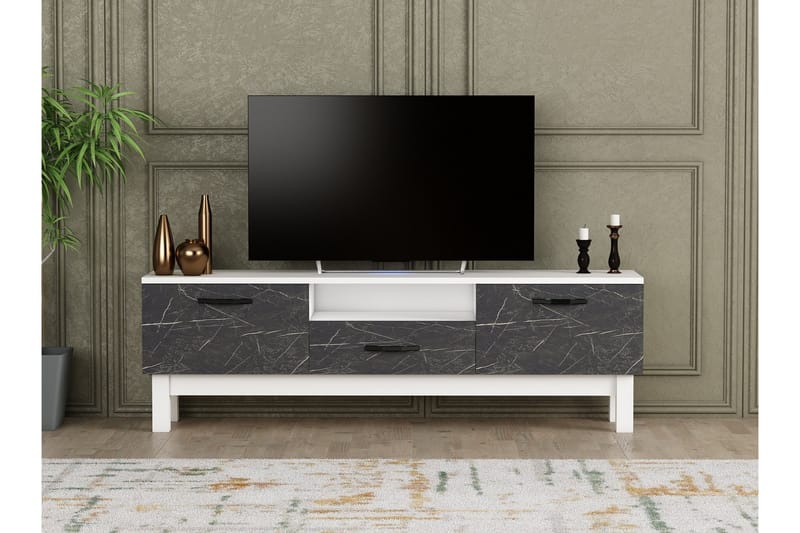 Tv-bänk Suzi 150x35,3 cm Vit/Svart - Hanah Home - Möbler - TV- & Mediamöbler - TV bänk & mediabänk
