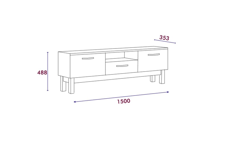 Tv-bänk Suzi 150x35,3 cm Vit/Svart - Hanah Home - Möbler - TV- & Mediamöbler - TV bänk & mediabänk