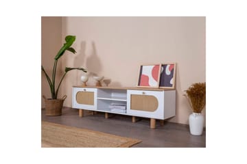 TV-bänk Terra Vit / Ek - Mediumfärgat trä/Vit - Möbler - TV- & Mediamöbler - TV bänk & mediabänk