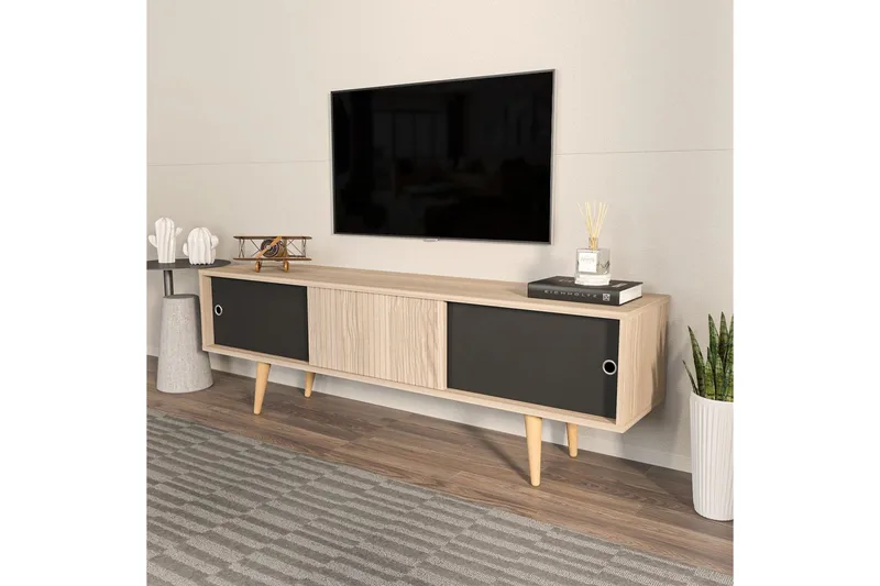 TV-bänk Ticoman Ek / svart - Ek / svart - Möbler - TV- & Mediamöbler - TV bänk & mediabänk