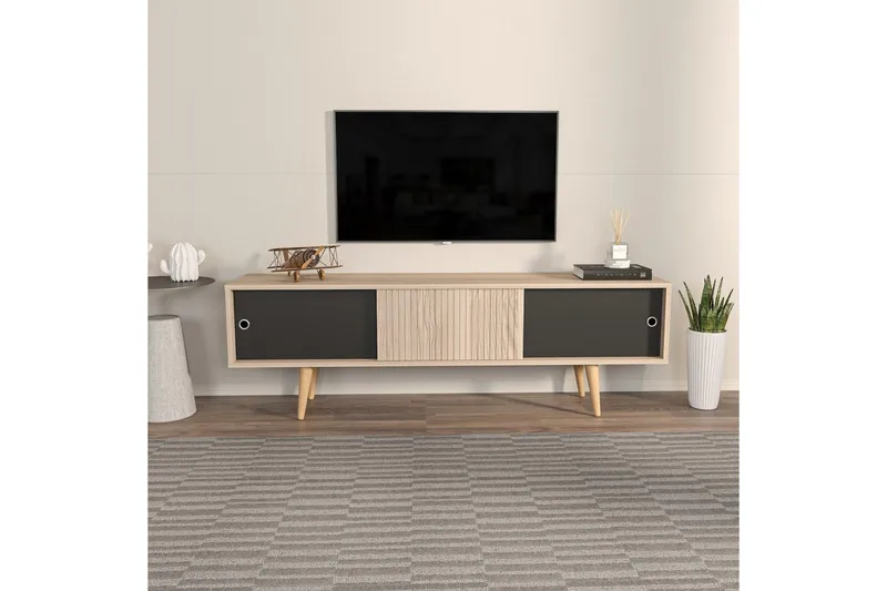 TV-bänk Ticoman Ek / svart - Ek / svart - Möbler - TV- & Mediamöbler - TV bänk & mediabänk