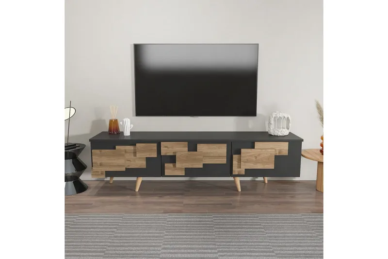 TV-bänk Ticomannd Antracit / Valnöt - Antracit / Valnöt - Möbler - TV- & Mediamöbler - TV bänk & mediabänk