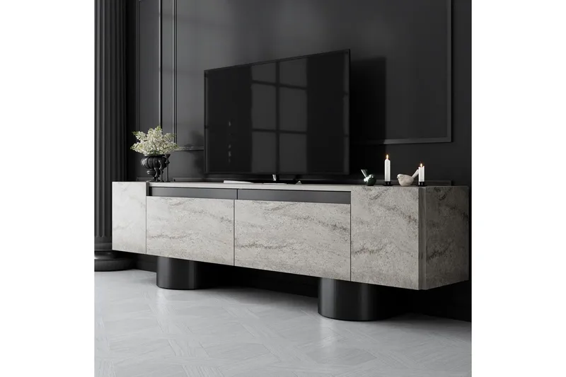 TV-bänk Travertin / Svart - Travertin / Svart - Möbler - TV- & Mediamöbler - TV bänk & mediabänk