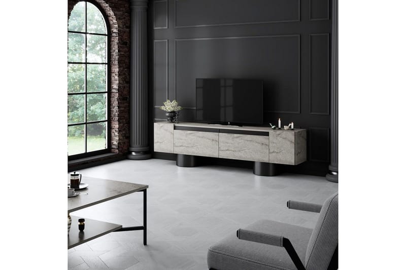 TV-bänk Travertin / Svart - Travertin / Svart - Möbler - TV- & Mediamöbler - TV bänk & mediabänk